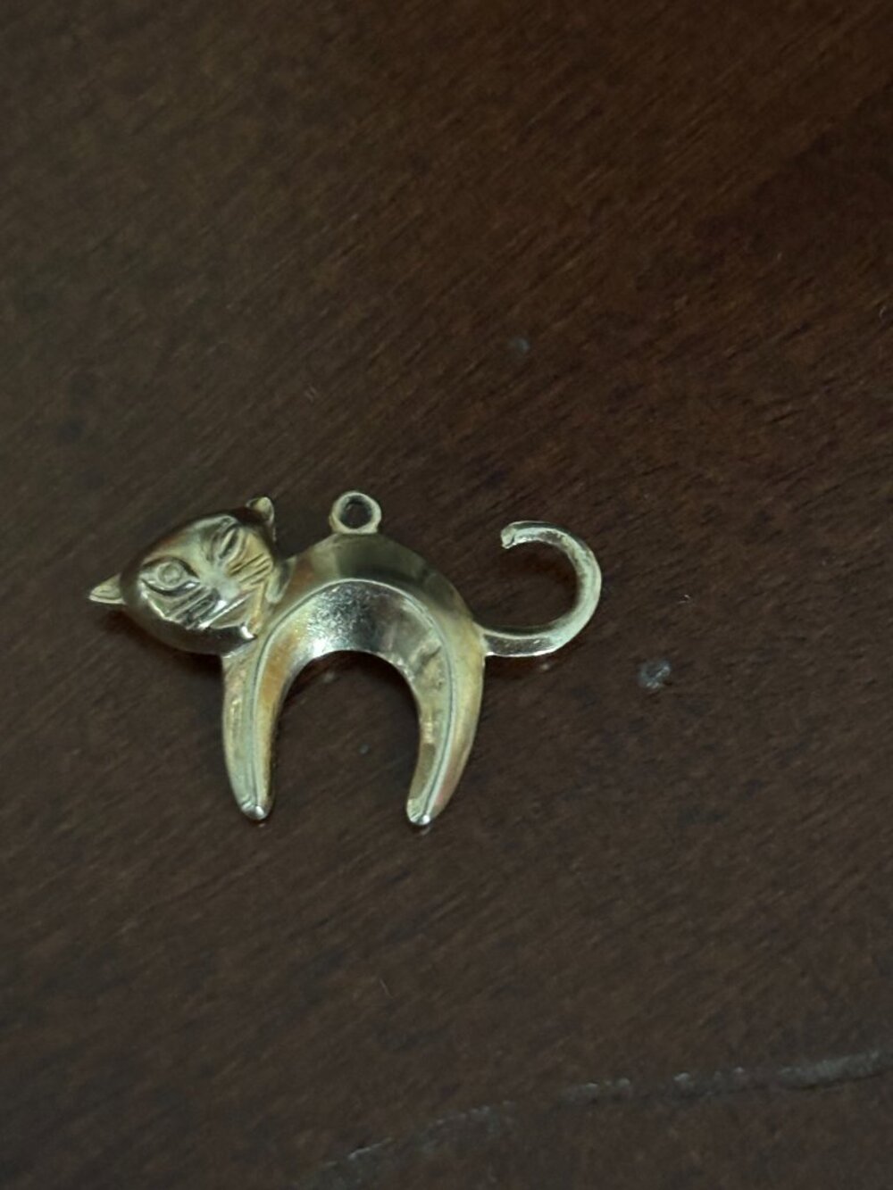 9K Gold Winking Cat Dangle Charm Pendant